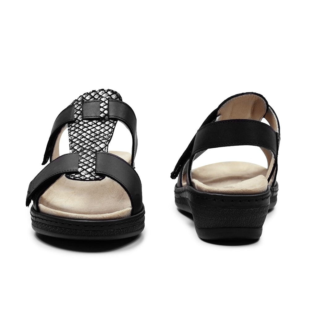 Suave Ekstra Bred Sandal Skinn Marilyn Svart