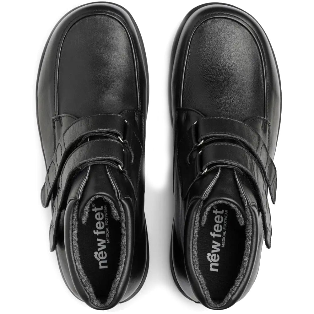 New Feet Albert Ekstra Brede sko Stretch Borrelås Svart