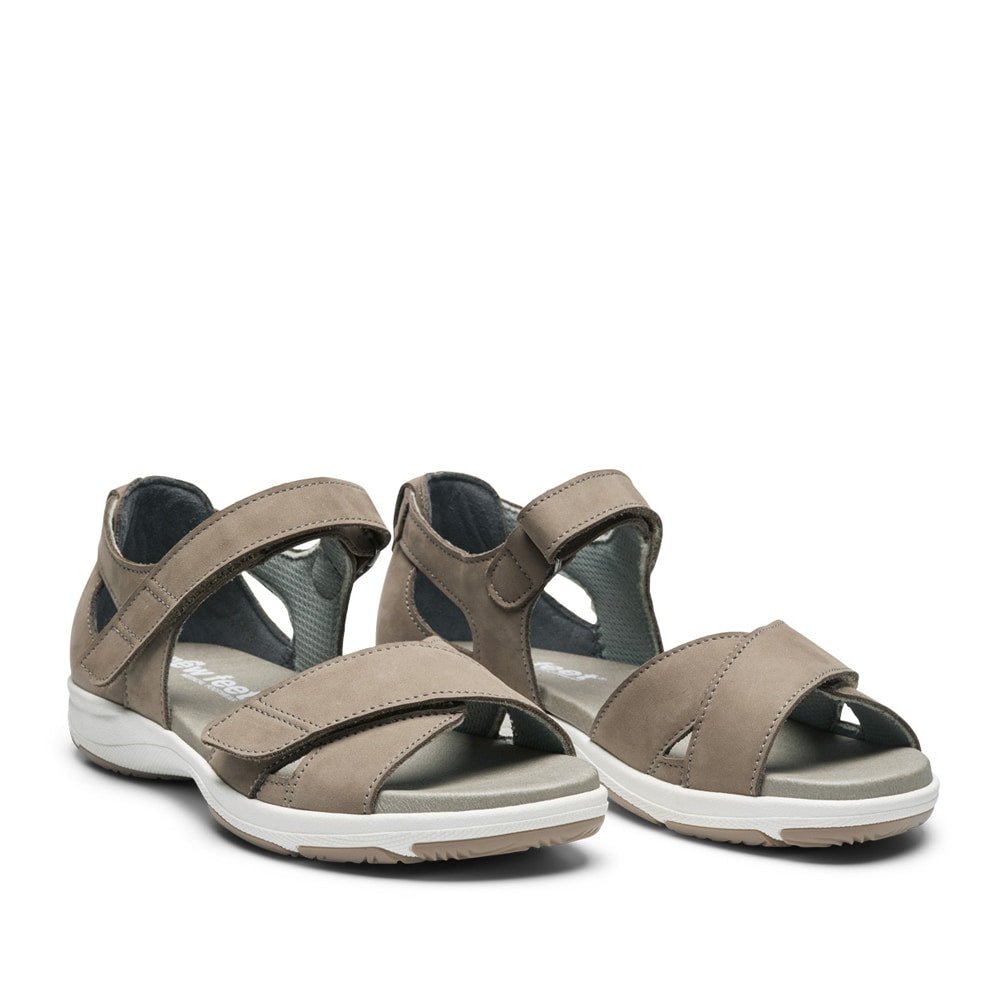 Produktbild 3 - New Feet Saga Extra Breda Sandaler Hälkappa Kardborre Dam Sand
