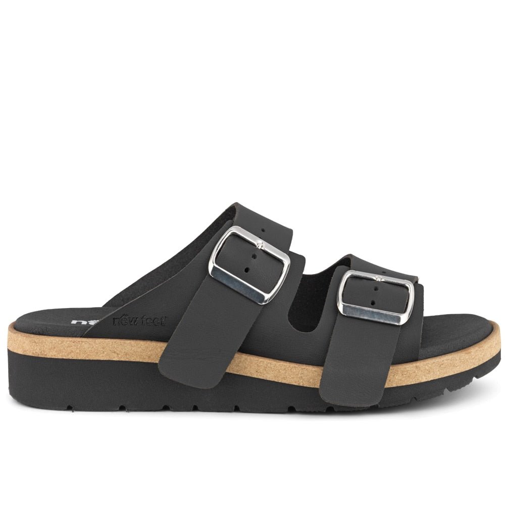 New Feet Sigrid Brede Sandaler Microfiber Dame Svart