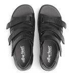 New Feet Astrid Brede Sandaler Hælkappe Borrelås Dame Svart