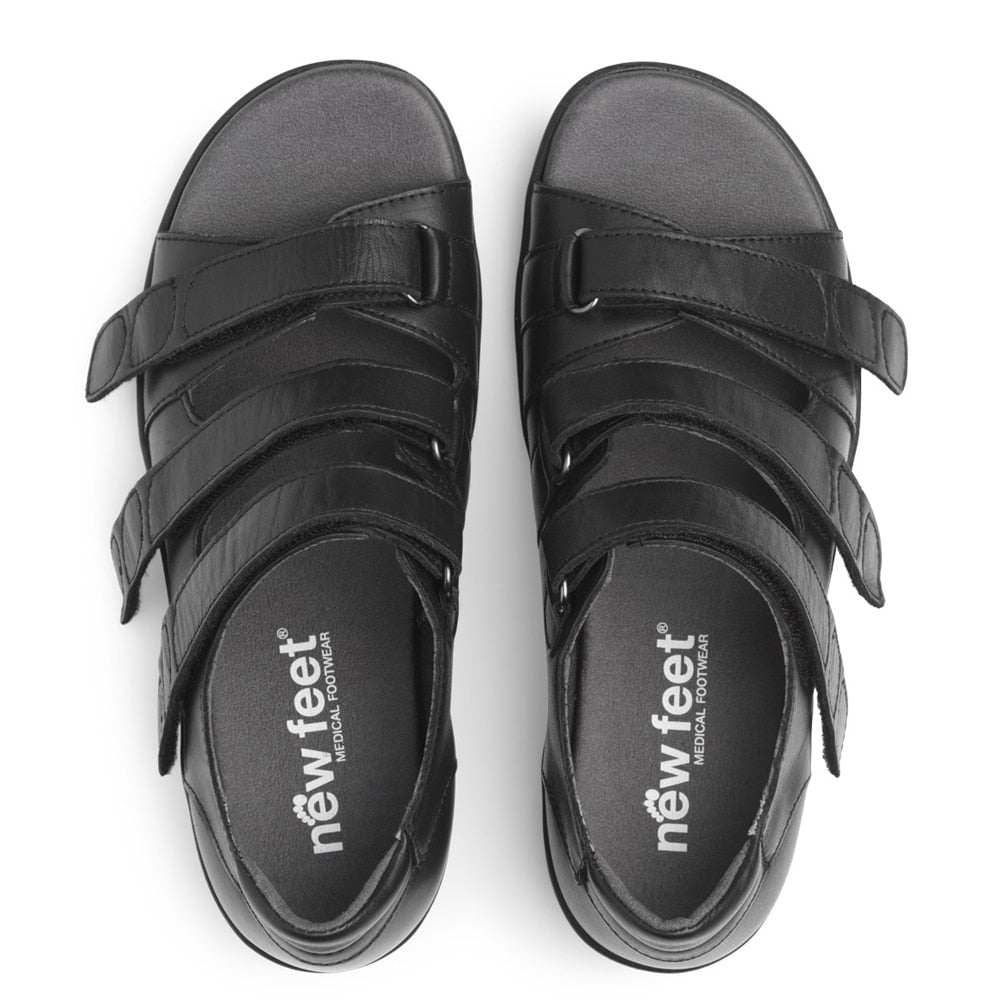 Produktbild 2 - New Feet Astrid Breda Sandaler Hälkappa Kardborre Dam Svart