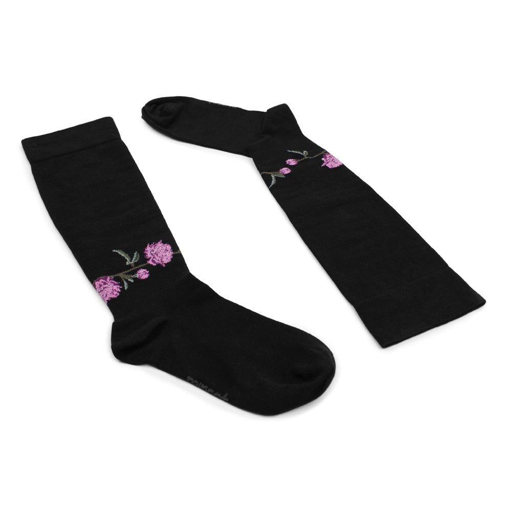 Minfot Flawless Støttestrømper Brede Bambus Peony Svart 1-pk
