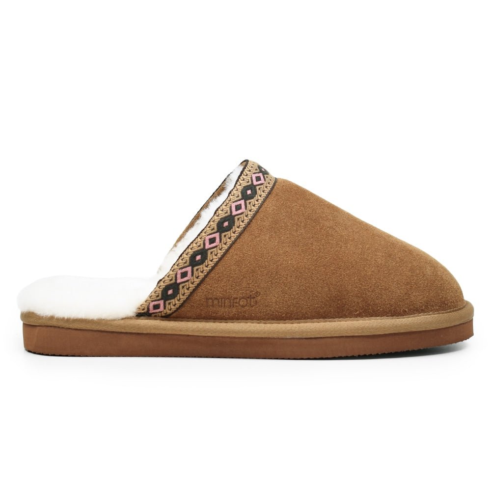 Produktbild 3 - Minfot Fårskinnstofflor Slip-on Myre med sula Chestnut