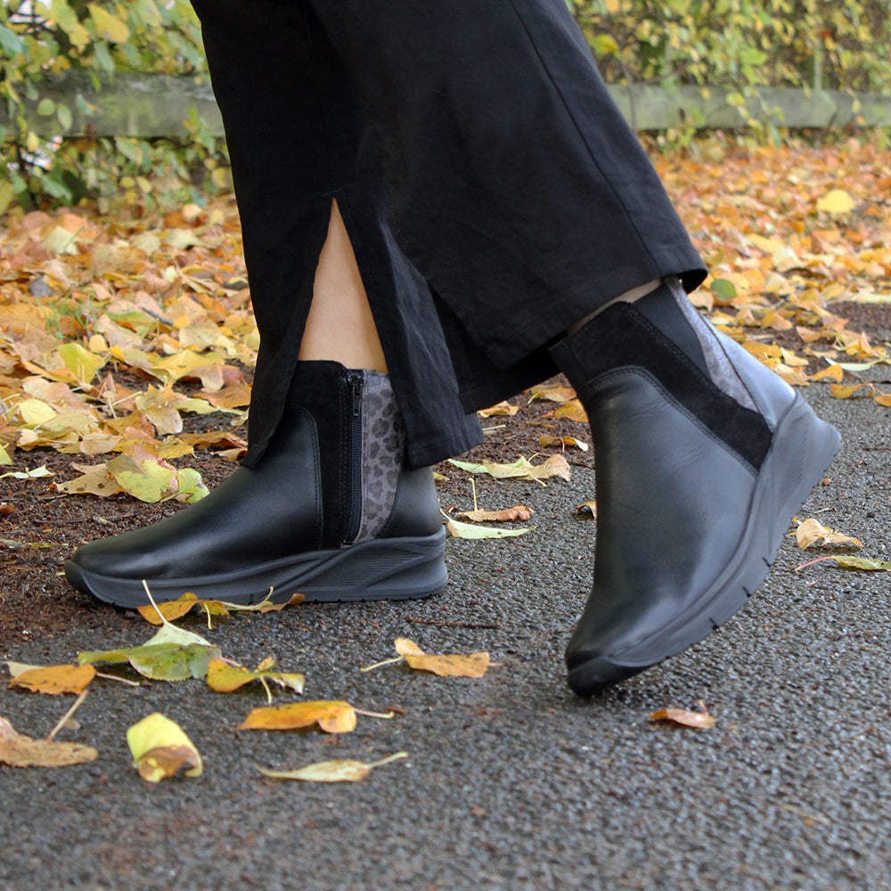 Produktbild 14 - Minfot Zon Chelsea boots med zip Stretch Skinn Svart Leopard