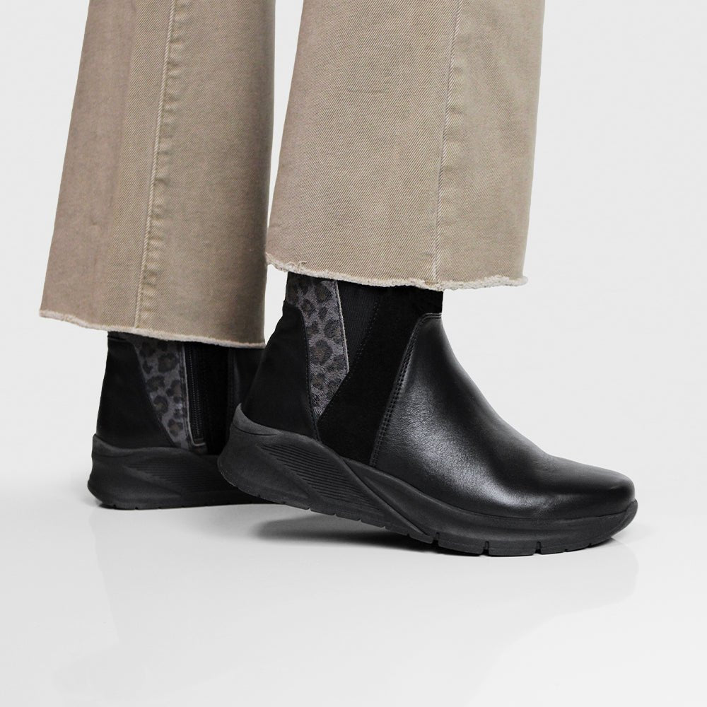 Produktbild 2 - Minfot Zon Chelsea boots med zip Stretch Skinn Svart Leopard