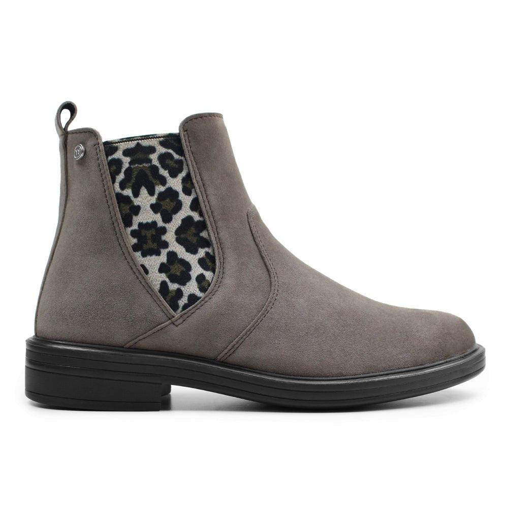 Minfot Bou Chelsea Boots Dame Stretch Nubuck Stone Leopard