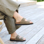 Minfot Moa Sandaler Dame Bio Semsket Skinn Olive