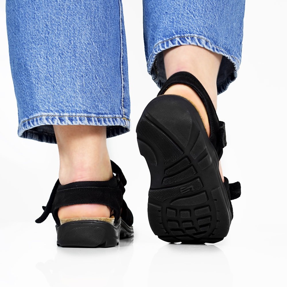 Minfot Sandaler Flex Svart Semsket skinn