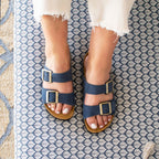 Minfot Sandaler Myk Bio Moa Semsket skinn Blå