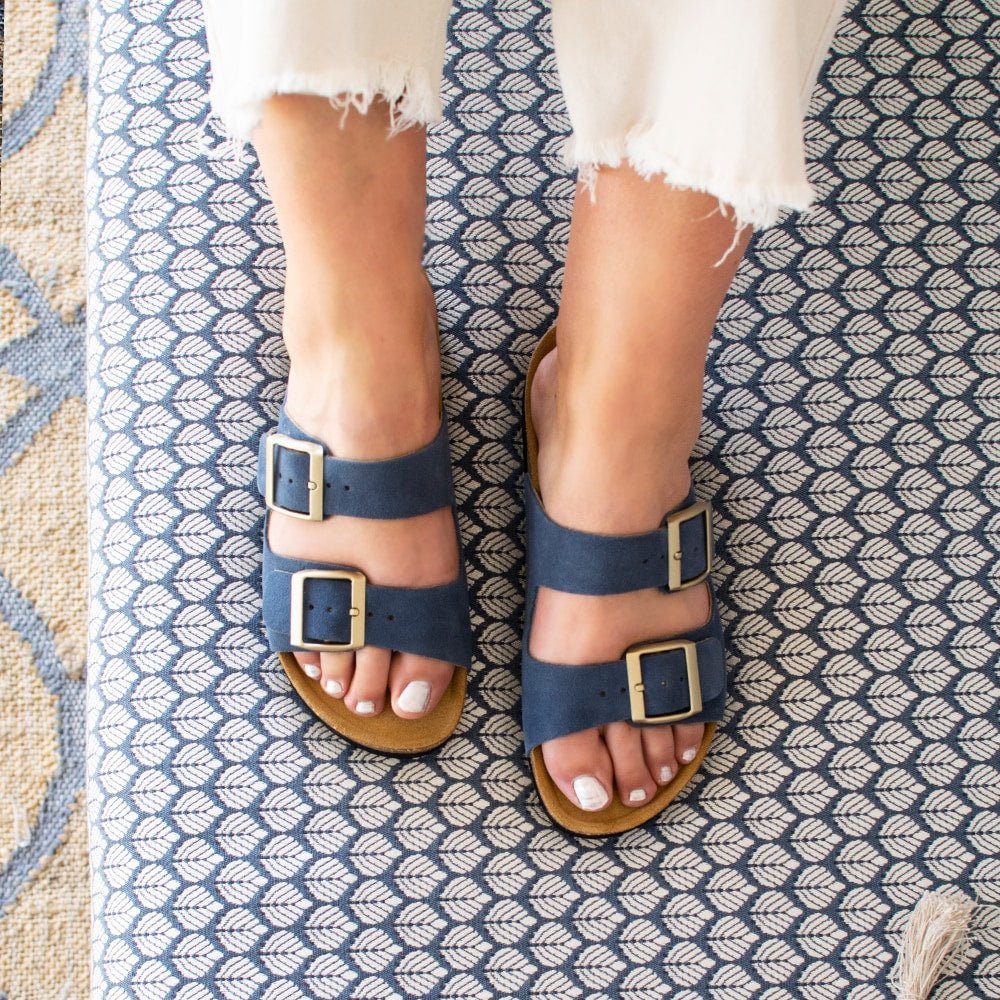 Minfot Sandaler Myk Bio Moa Semsket skinn Blå
