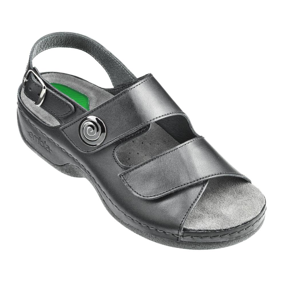 Embla Hälsoskor Damesandal Ergoflex Gel Hælrem Svart