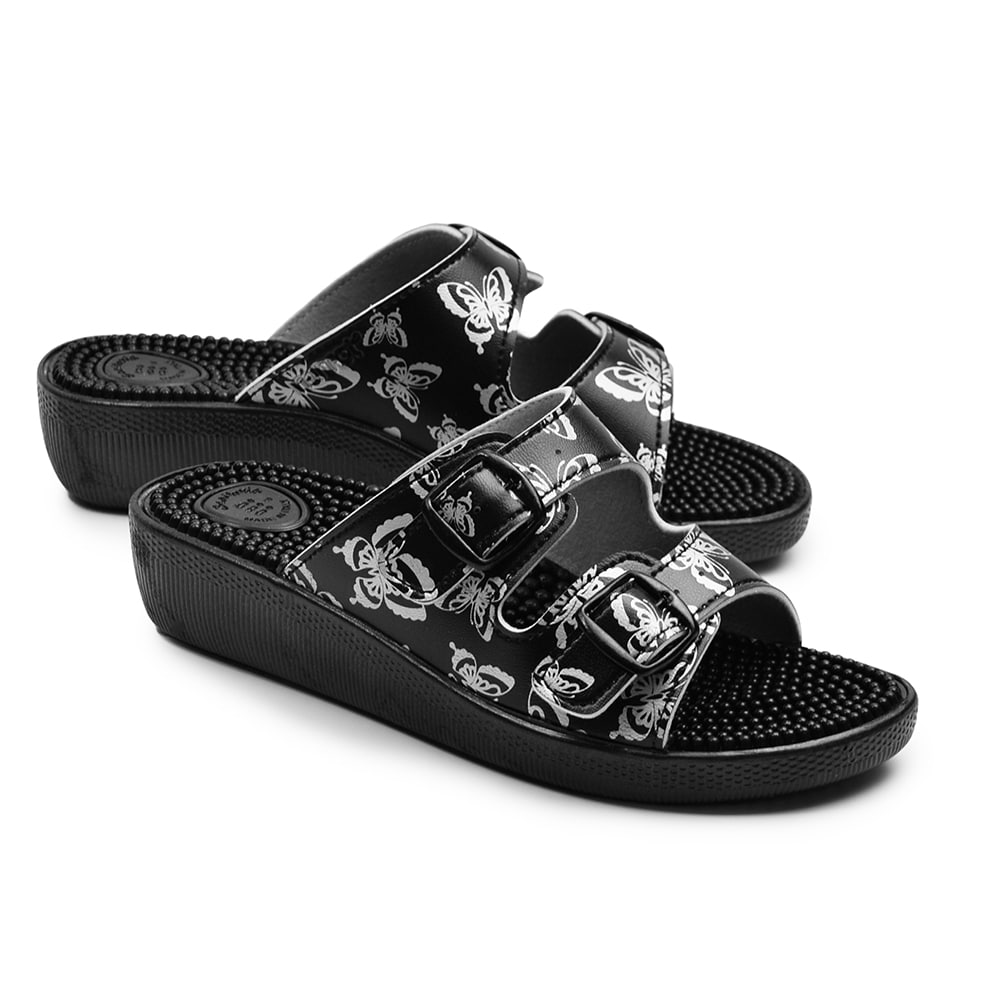 Minfot Massasje Sandaler Fjäril Svart