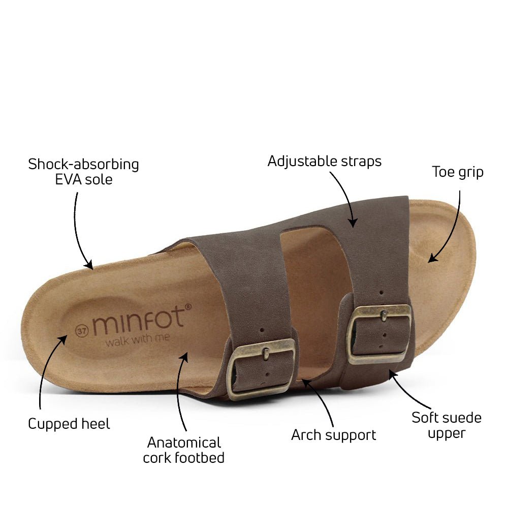 Minfot Moa Sandaler Dame Bio Semsket Skinn Taupe