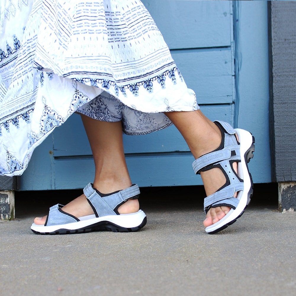 Minfot Sandaler Sandhamn Dame Semsket skinn Dueblå