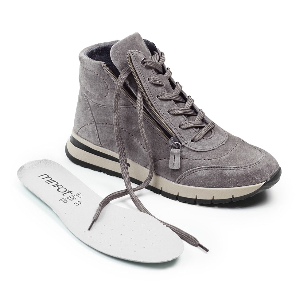 Minfot Luna Høy Sneaker Dame Semsket skinn Taupe