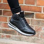 Minfot Pim Høy Sneaker Dame Bred Skinn Svart