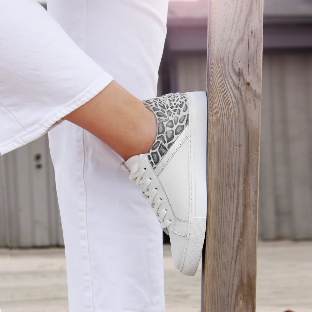 Minfot Comfort Sneakers Dame Skinn Leopard Hvit