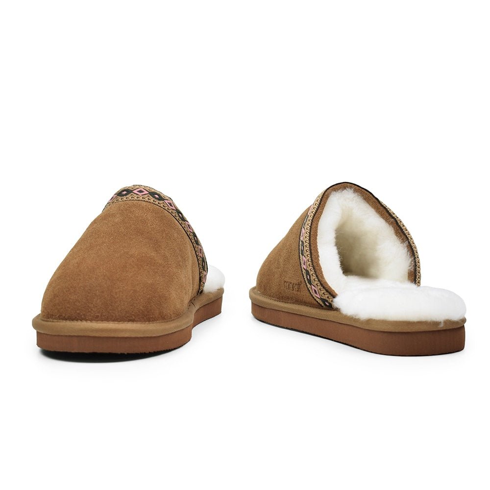 Minfot Saueskintøfler Slip-on Myre med såle Chestnut