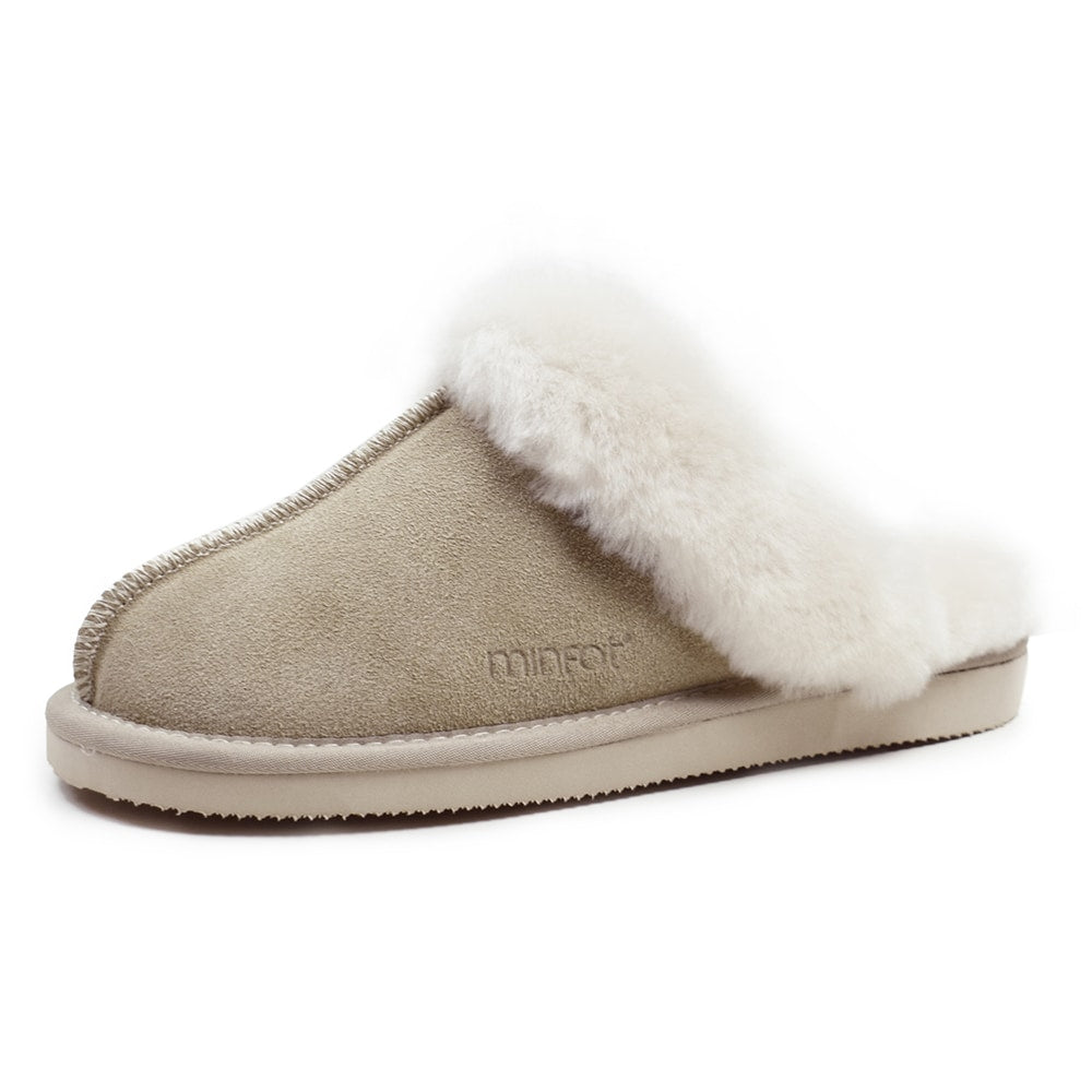 Produktbild 4 - Minfot Fårskinnstofflor Slip-On Duved med sula Beige