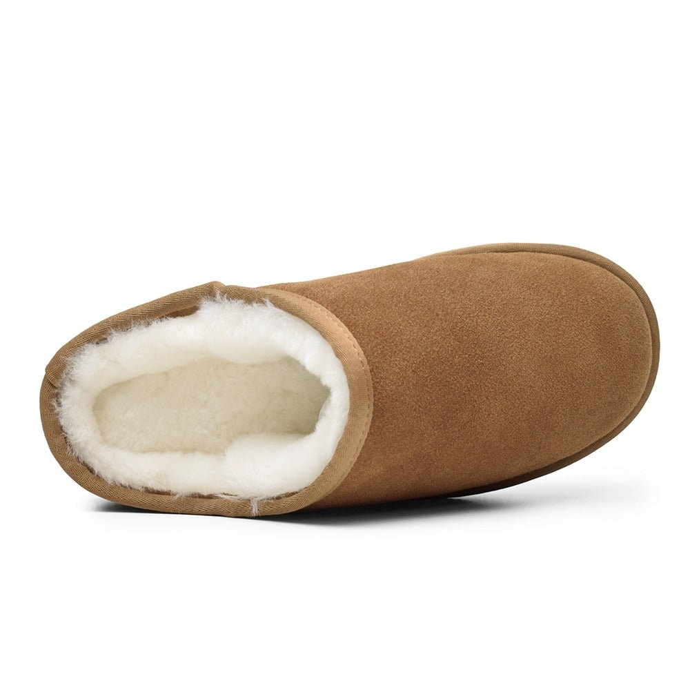 Minfot Saueskinnstøfler Vejle med såle Chestnut