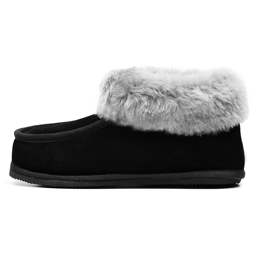 Minfot Saueskinntøfler Koster med såle Svart