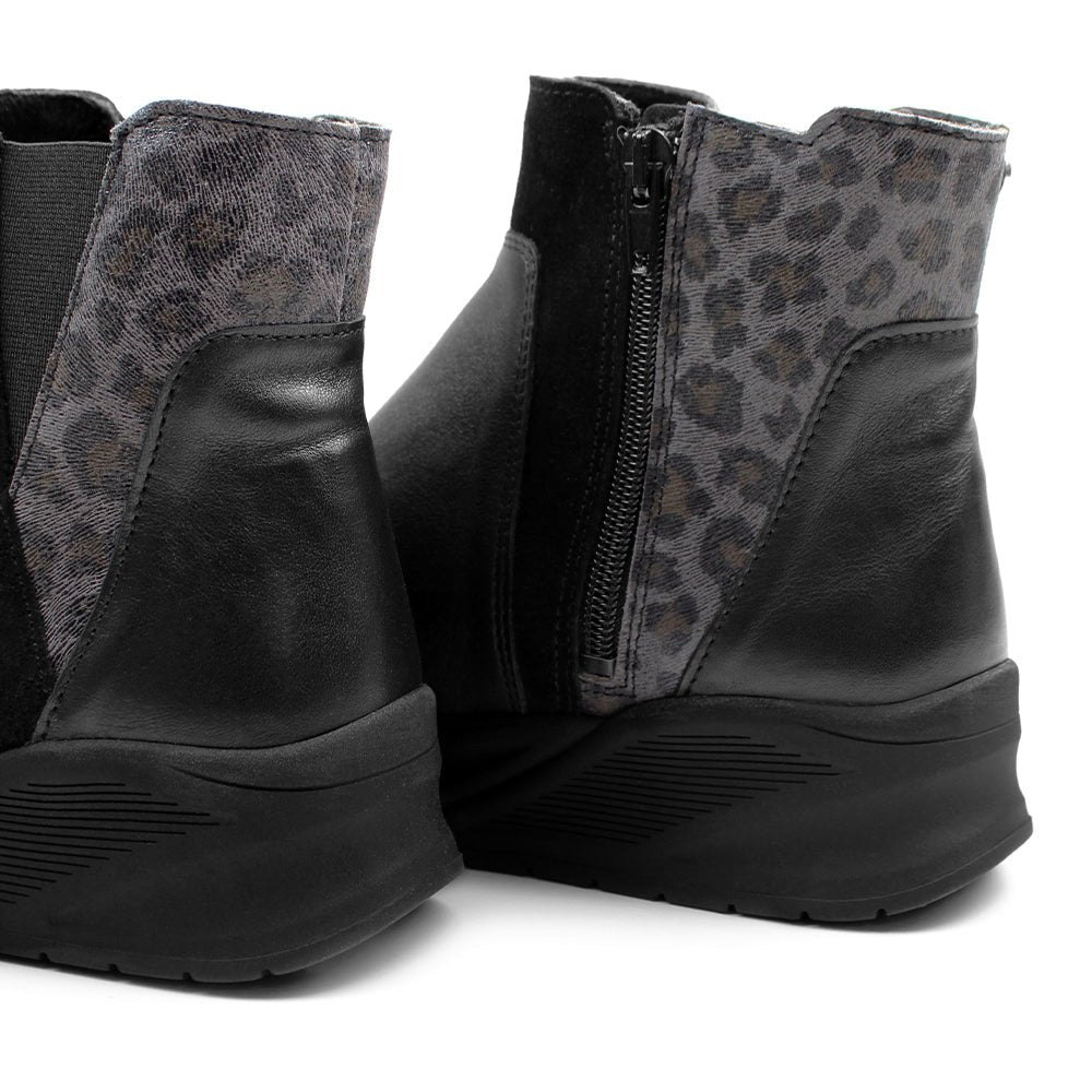 Minfot Zon Chelsea boots med zip Stretch Skinn Svart Leopard