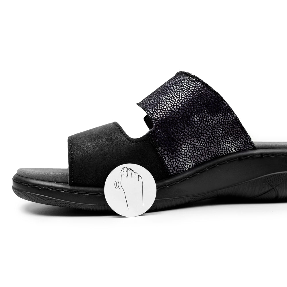 Minfot Granit Sandaler Dame Stretch Svart