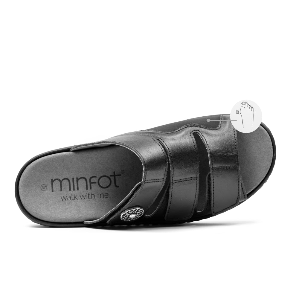 Minfot Dahlia Sandaler Dame Hallux Valgus Svart