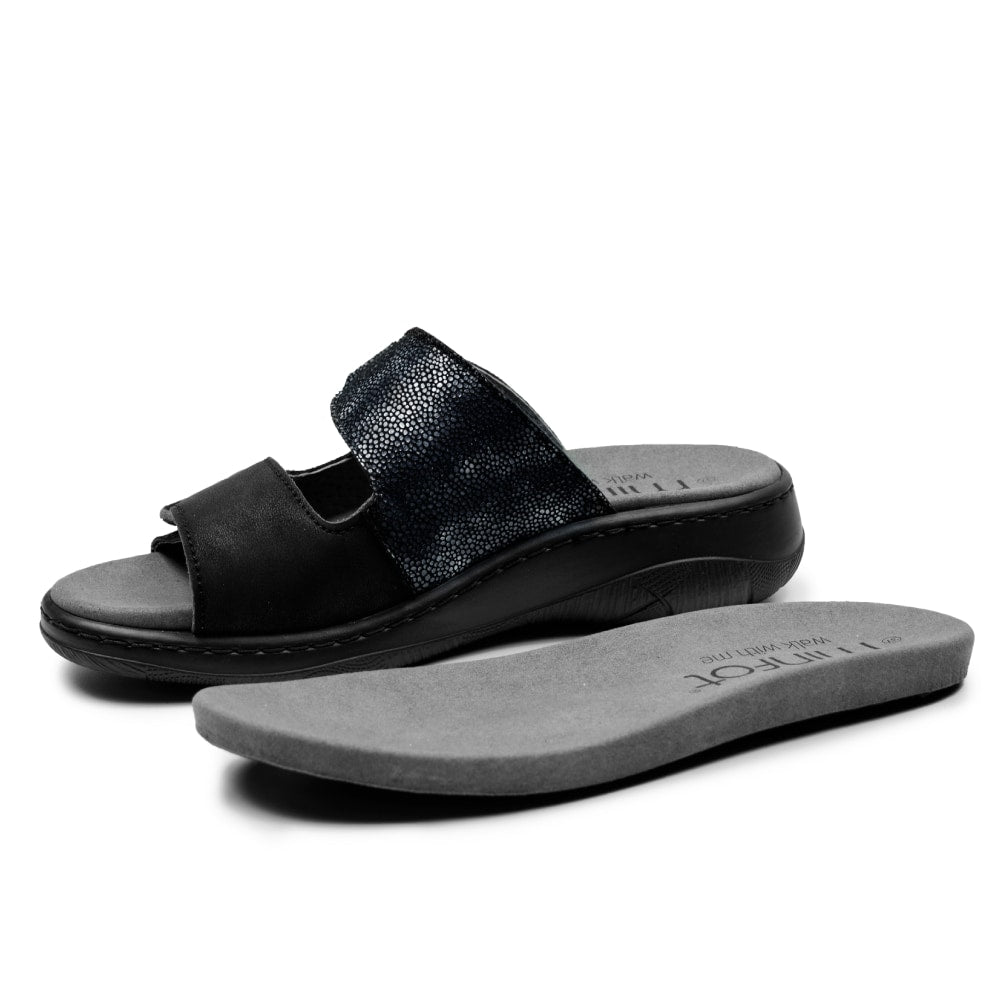 Minfot Granit Sandaler Dame Stretch Svart