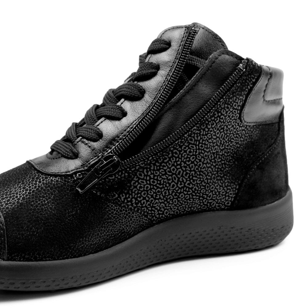 Minfot Way Høy Sneaker Bred Stretch Svart