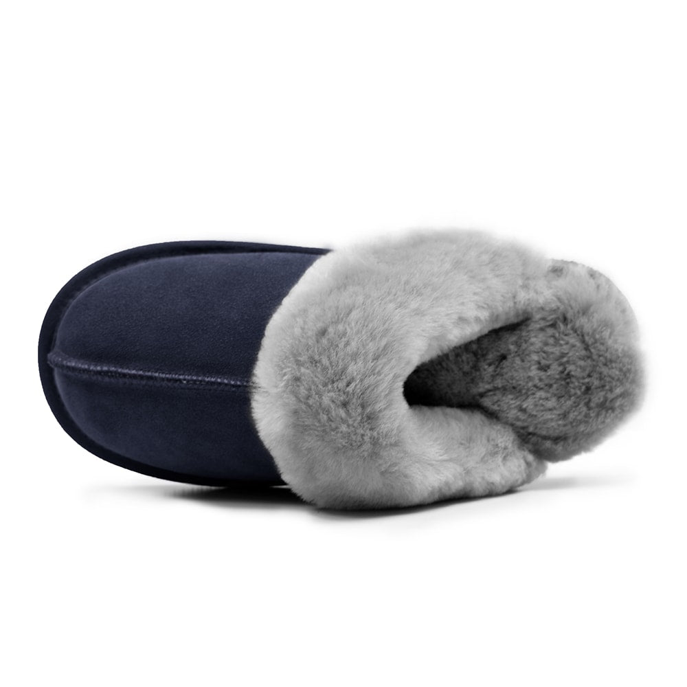 Produktbild 5 - Minfot Fårskinnstofflor Slip-on Duved med sula Blå
