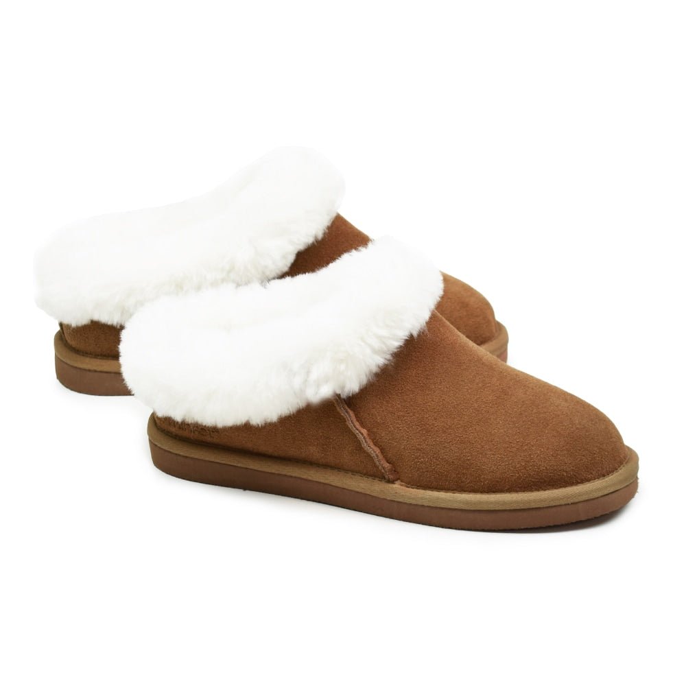 Minfot Saueskinnstøfler Bergen med såle Chestnut