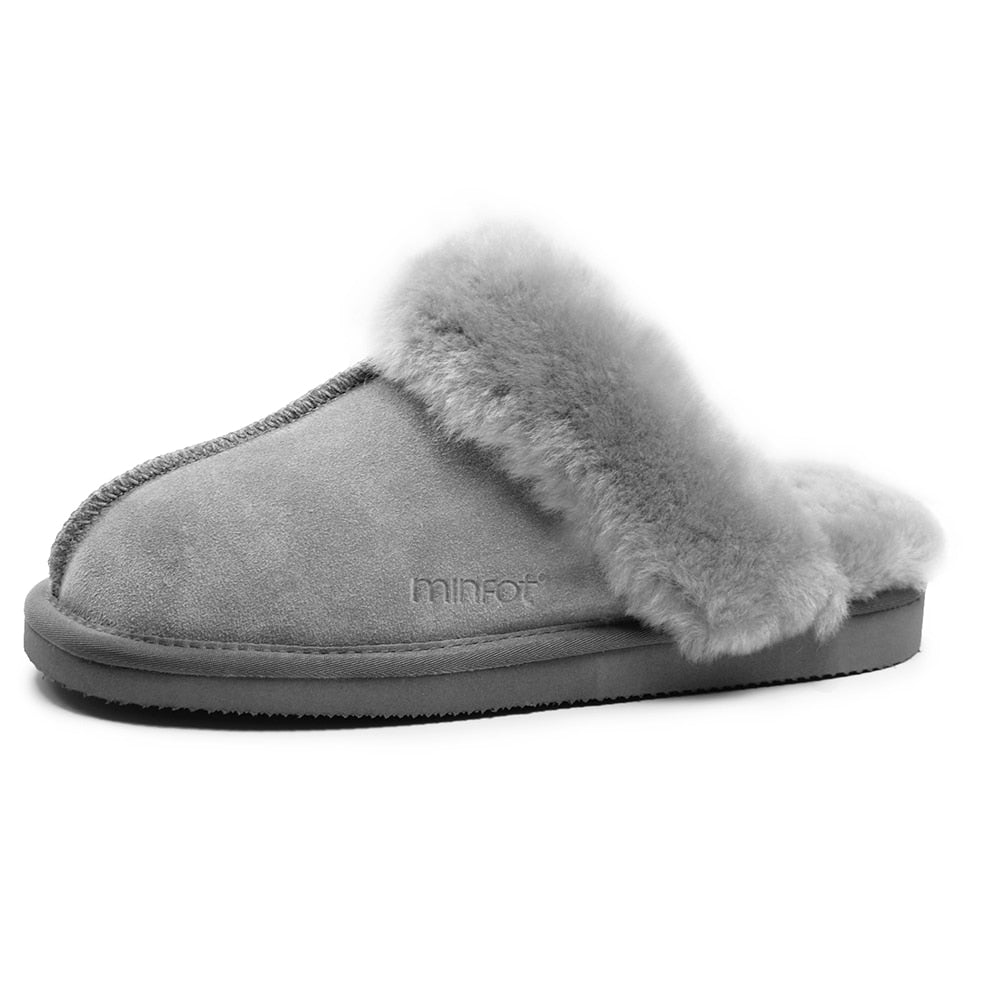 Minfot Saueskinntøfler Slip-on Duved med såle Lysgrå
