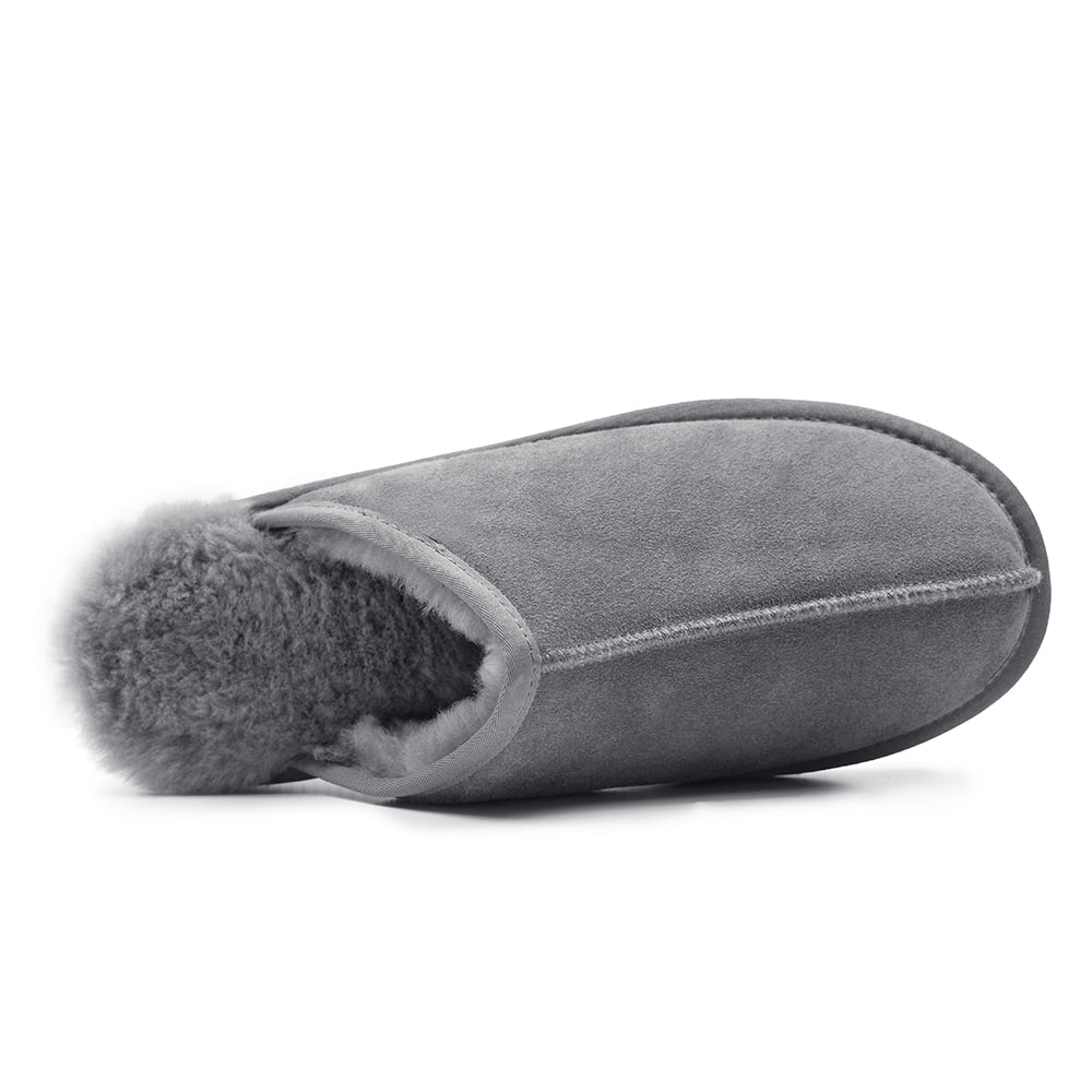 Minfot Saueskinntøfler Slip-on Orust med såle Grå