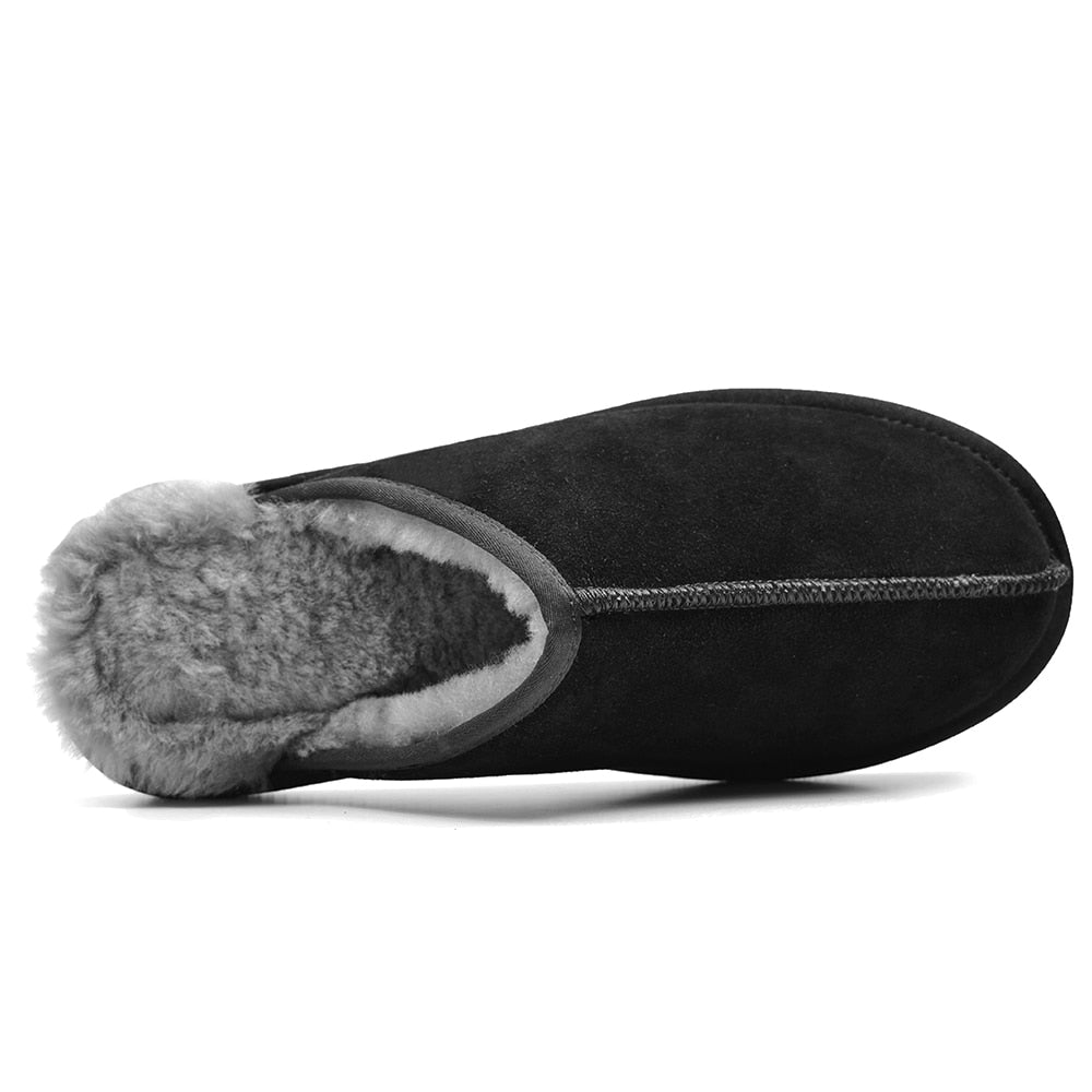 Minfot Saueskinnstøfler Slip-on Orust med sula Svart
