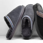Minfot Saueskintøfler Slip-on Myre med såle Grå