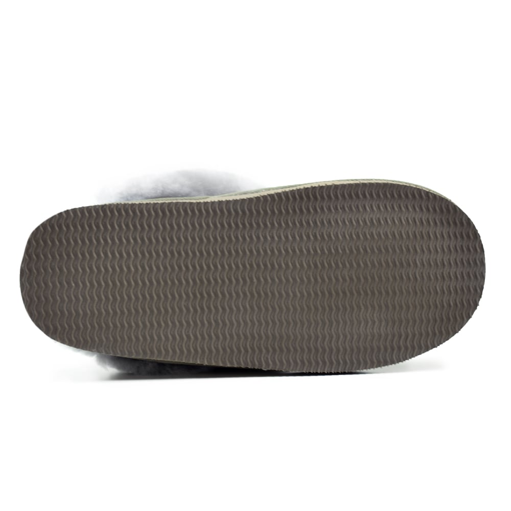 Produktbild 7 - Minfot Fårskinnstofflor Slip-on Duved med sula Olive
