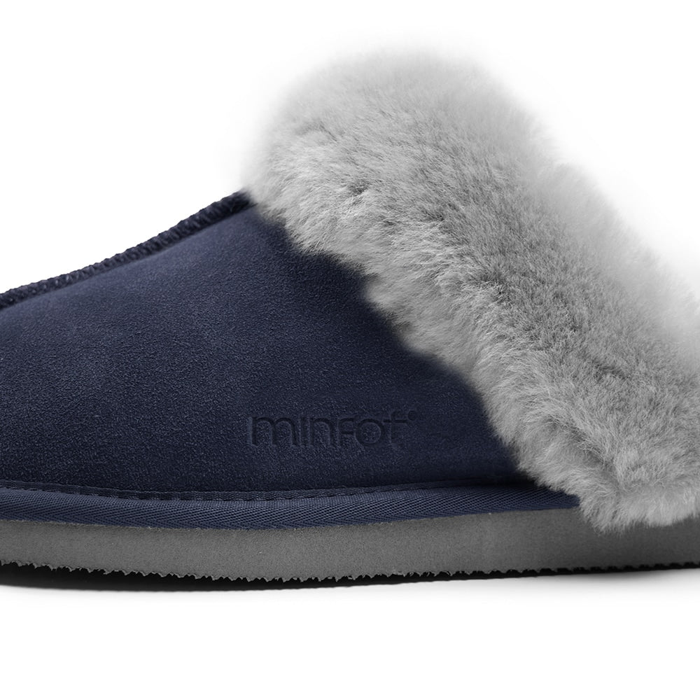 Produktbild 8 - Minfot Fårskinnstofflor Slip-on Duved med sula Blå