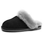 Minfot Saueskinntøfler Slip-on Duved med såle Svart