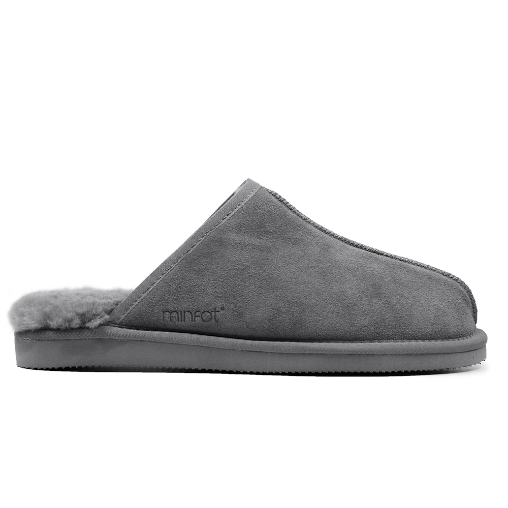 Minfot Saueskinntøfler Slip-on Orust med såle Grå