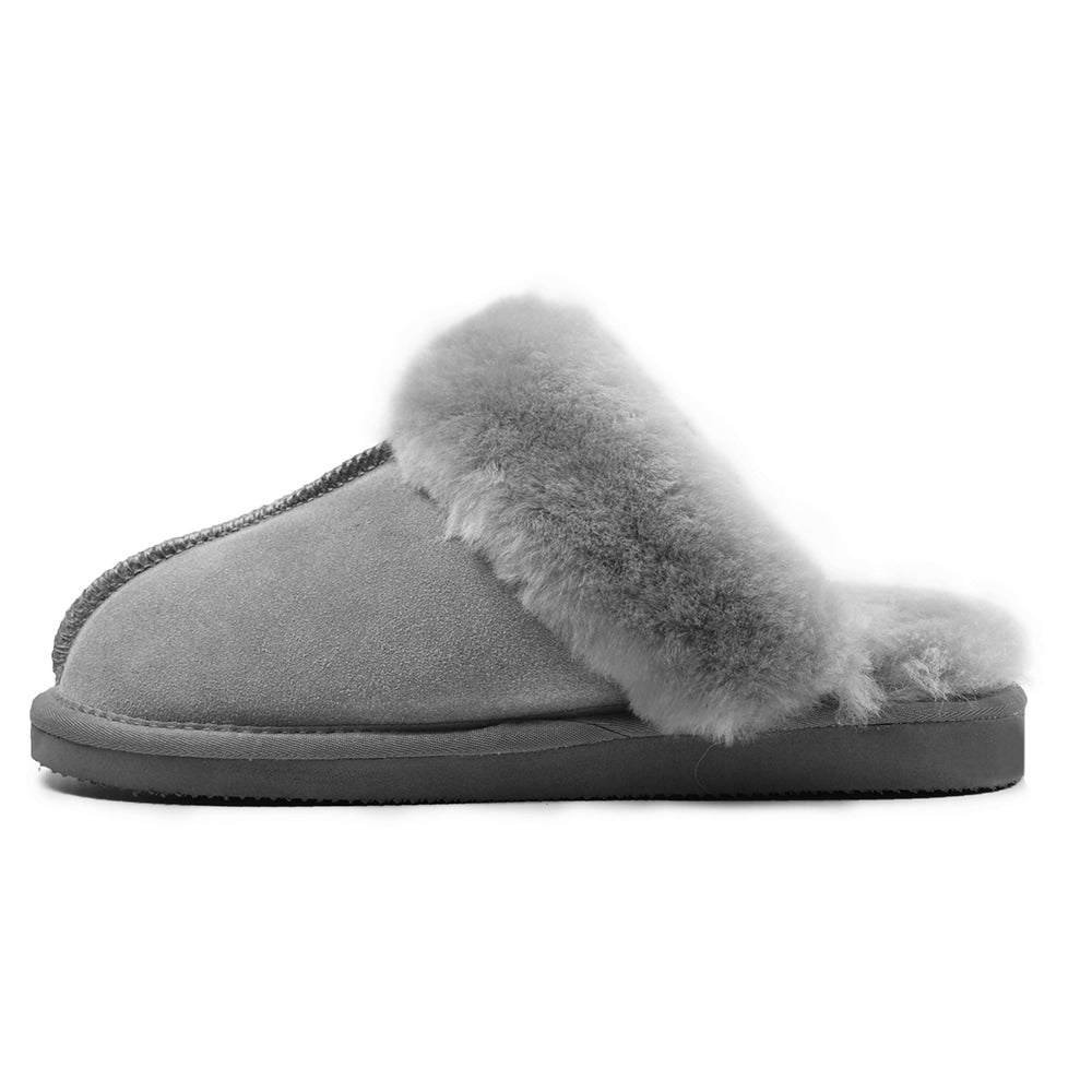 Produktbild 5 - Minfot Fårskinnstofflor Slip-on Duved med sula Ljusgrå
