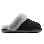 Minfot Saueskinntøfler Slip-on Duved med såle Svart
