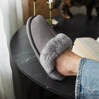 Minfot Saueskinntøfler Slip-on Duved med såle Lysgrå