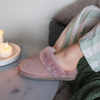 Minfot Saueskinntøfler Slip-on  Duved med såle Rosa