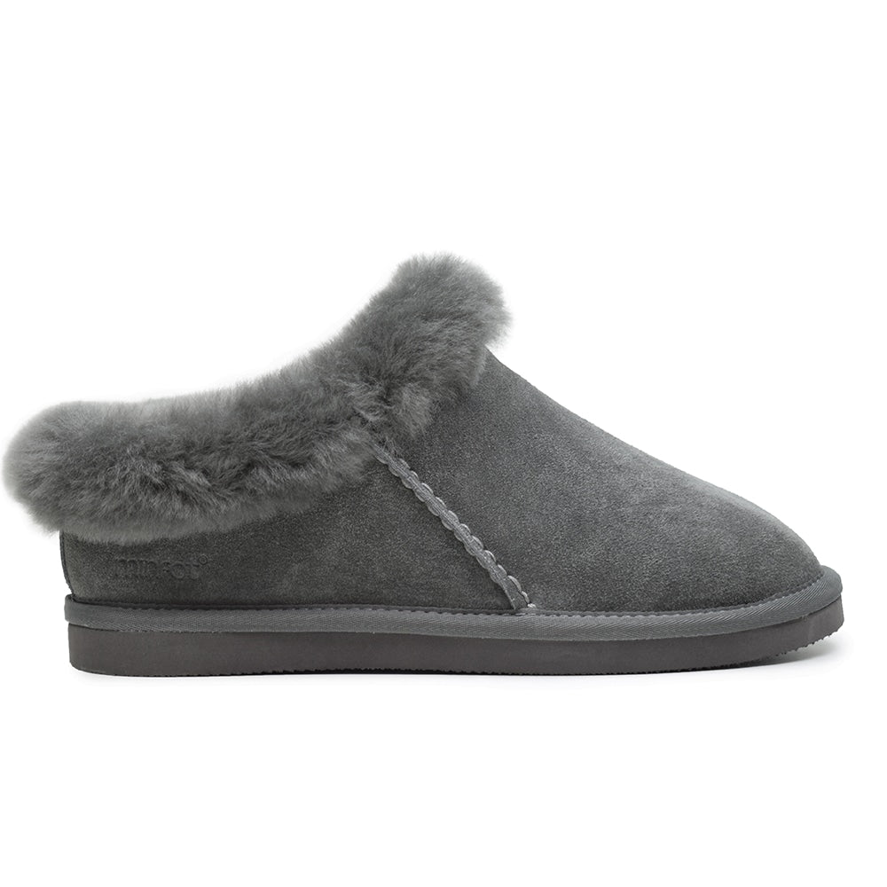 Minfot Saueskinnstøfler Bergen med såle Grå