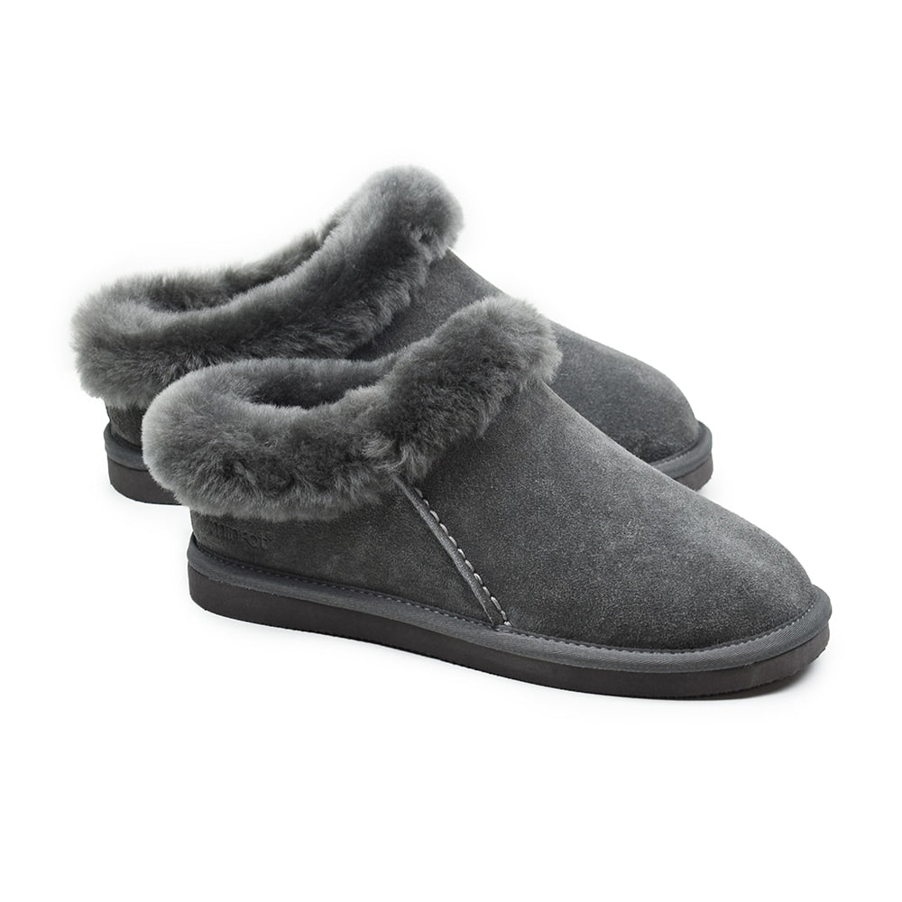 Minfot Saueskinnstøfler Bergen med såle Grå