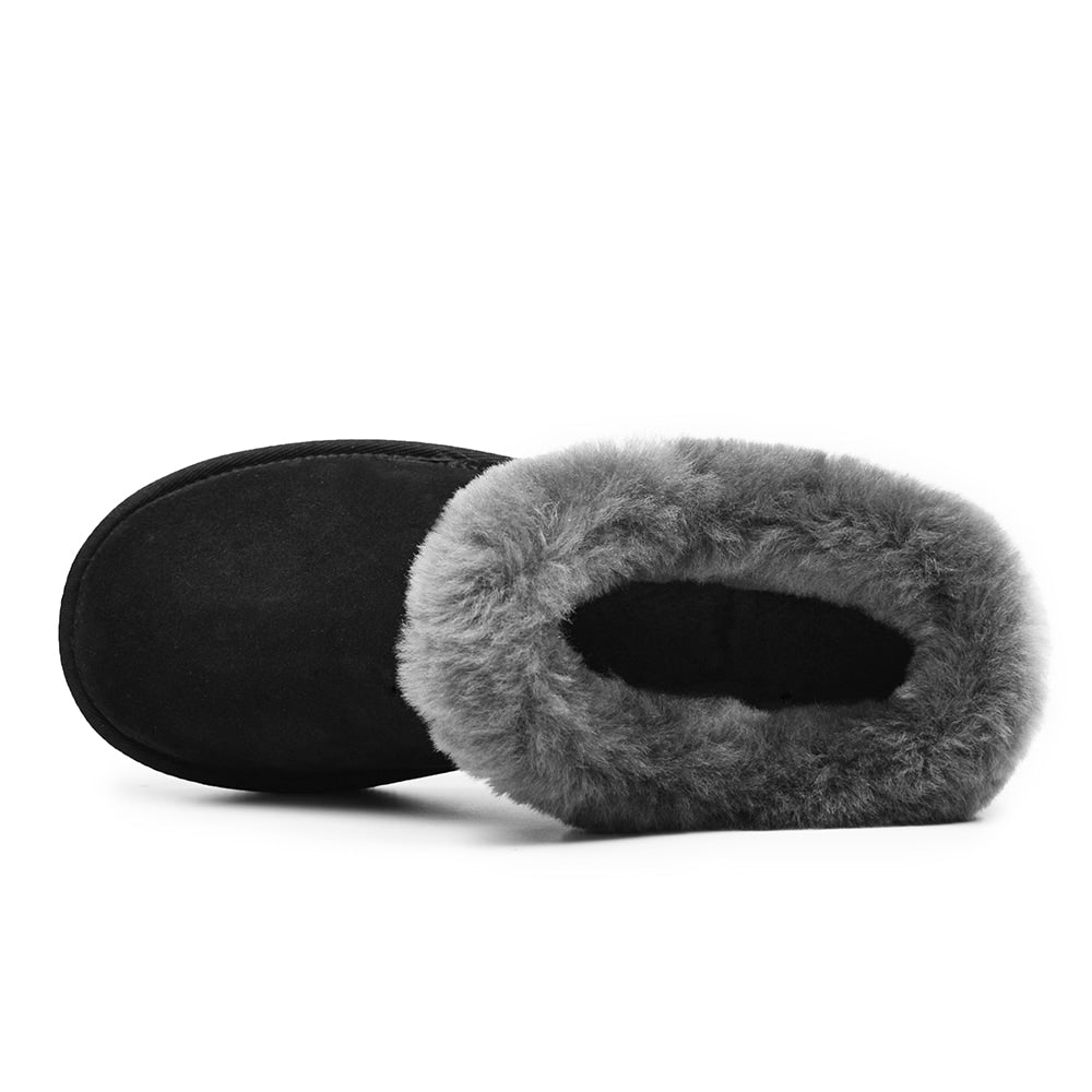 Minfot Saueskinnstøfler Bergen med såle Svart