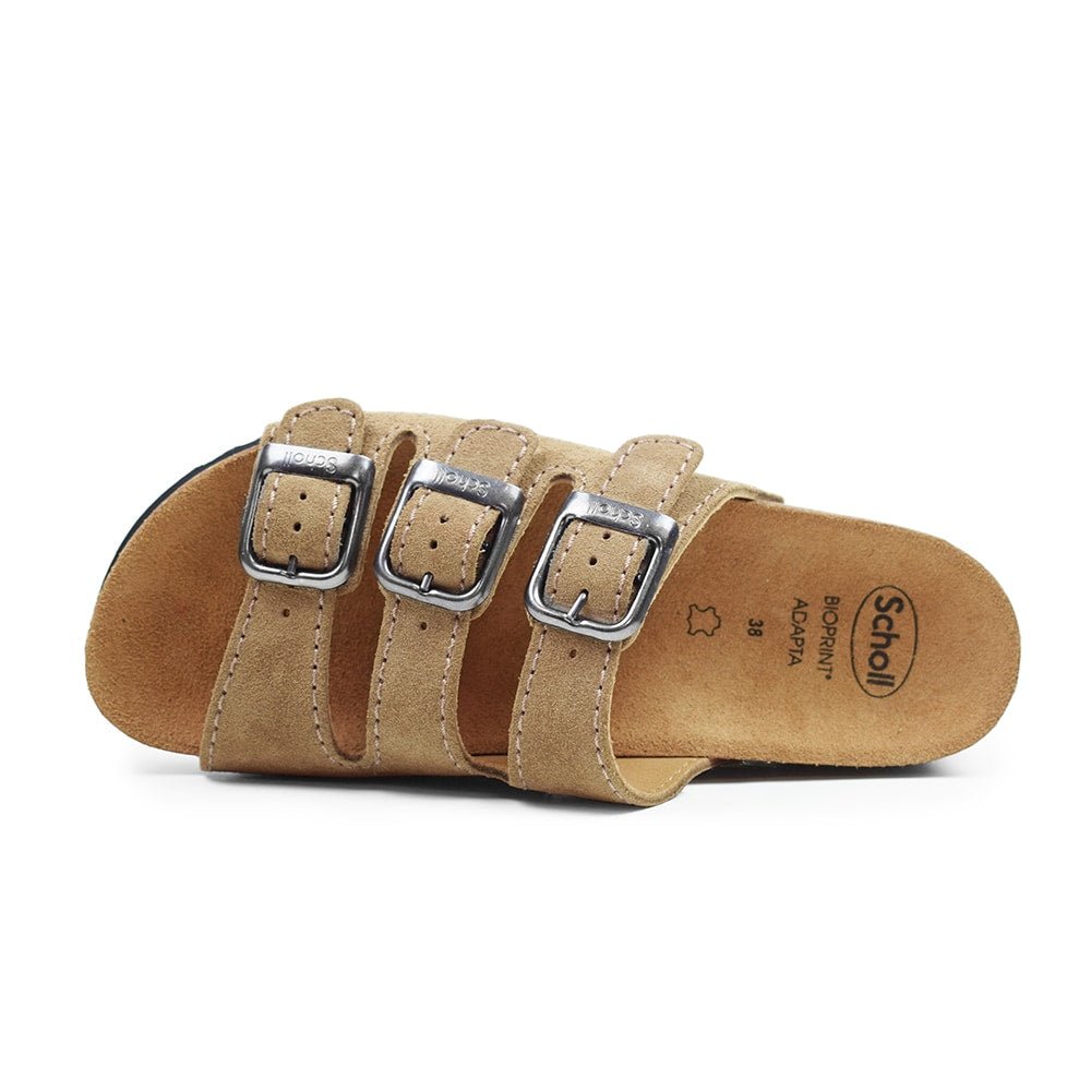 Scholl Sandal Dame Rio Light Brown Semsket skinn