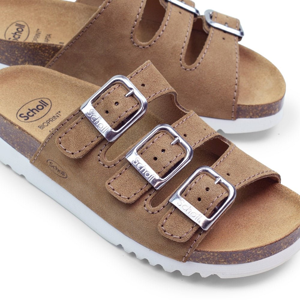 Scholl Sandal Dame Semsket skinn Lysebrun